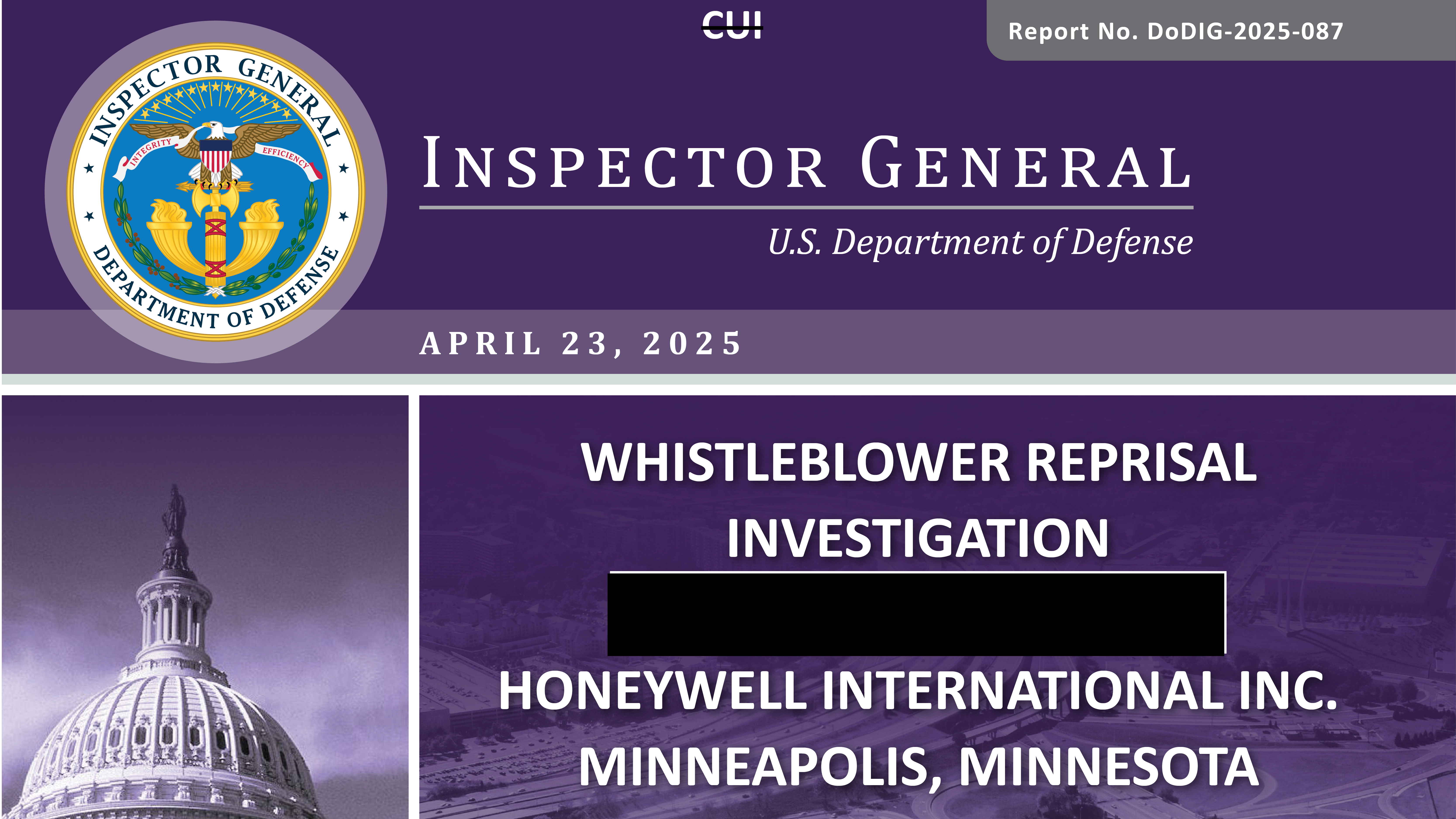 WHISTLEBLOWER REPRISAL INVESTIGATION